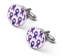 Gemelos divertidos con cinta de Alzheimer morada para camisa, accesorios novedosos para ropa, negocios, boda, joyería para hombres y mujeres, 1.7cm, Metal, No es una piedra preciosa