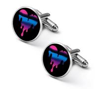 Gemelos divertidos con diseño de corazón bisexual goteando para hombre, accesorios de camisa para negocios, bodas, 1.7cm, Metal, Sin piedra preciosa