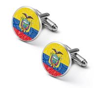 Gemelos divertidos con la bandera de Ecuador para camisa, accesorios novedosos para ropa, negocios, boda, joyería para hombres y mujeres, 1.7cm, Metal, No es una piedra preciosa