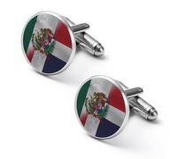 Gemelos divertidos con la bandera de República Dominicana del Estado de Relaciones Públicas para camisa y gemelos novedosos, accesorios de ropa, joyería de boda para hombres y, 2.0cm, Metal, No es una