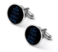 Gemelos divertidos con texto en inglés "Keep Calm And Don't Blink" para hombre, accesorios de camisa para negocios y bodas, 1.7cm, Metal, No es una piedra preciosa