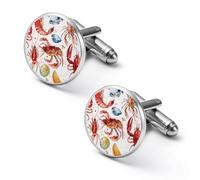 Gemelos divertidos de acuarela de mariscos para camisa, accesorios novedosos para ropa, negocios, boda, joyería para hombres y mujeres, 2.0cm, Metal, No es una piedra preciosa