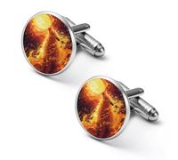 Gemelos divertidos para camisa con diseño de lobo de llama, aullidos bajo la luna, accesorios novedosos para ropa, negocios, boda, joyería para hombres y mujeres, 2.0cm, Metal, No es una piedra
