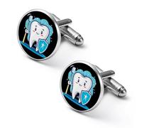 Gemelos divertidos para camisa de dentistas y guardianes de dientes, accesorios novedosos para ropa, negocios, boda, joyería para hombres y mujeres, 2.0cm, Metal, No es una piedra preciosa
