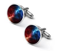 Gemelos divertidos para camisa de trueno rojo y azul, accesorios novedosos para ropa, negocios, boda, joyería para hombres y mujeres, 1.7cm, Metal, No es una piedra preciosa