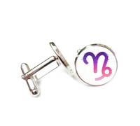 Gemelos, Efecto Artístico De Falla Digital Con Símbolo Morado, Círculo De Aries, Doce Signos Del Zodíaco, Hebilla De Puño, Accesorio De Camisa Brillante, Regalo Para Contable, Jefe, Negocios, Bod