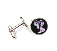 Gemelos, Efecto Artístico Digital Con Cuernos De Cabra Morados, Doce Signos Del Zodíaco Aries, Hebilla Para Puños, Accesorio Brillante Para Camisa, Regalo Para Contable, Jefe, Negocios, Boda, Gradu