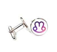 Gemelos, Efecto Artístico Digital Con Símbolo Morado Simple, Signo Del Zodíaco Aries, Hebilla Para Puños, Accesorio Brillante Para Camisa, Regalo Para Contable, Jefe, Negocios, Boda, Graduación,
