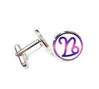 Gemelos, Efecto Artístico Digital Con Símbolo Único Morado, Signo Del Zodíaco Aries, Hebilla Para Puños, Accesorio Brillante Para Camisa, Regalo Para Contable, Jefe, Negocios, Boda, Graduación,