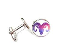 Gemelos, Efecto Artístico Digital De Falla Con Cabeza De Cabra, Signo Del Zodíaco Aries, Hebilla De Puño, Accesorio De Camisa Brillante, Regalo Para Contable, Jefe, Negocios, Boda, Graduación, Oca