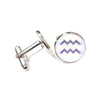 Gemelos, Elegante Proyección Holográfica De Ondas, Doce Signos Del Zodíaco Acuario, Hebilla De Puño Personalizada, Accesorio De Camisa, Regalo Para Contable, Jefe, Negocios, Boda, Graduación, Oca