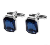 Gemelos elegantes de cristal azul para hombre, formal, negocios, boda, fiesta, forma rectangular, accesorios de camisa de moda, construcción ligera (A)