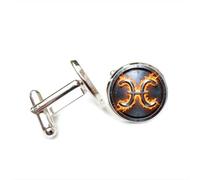 Gemelos, Escudo De Fuego Ardiente De Piscis, Regalo De Suerte De Metal Pesado Para Amigos, Piscis, Doce Signos Del Zodiaco, Hebilla De Puño Personalizada, Regalo De Accesorio De Camisa Para Novio Con