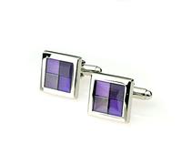 Gemelos esmaltados franceses para hombre, gemelos chapados en plata, 14 x 14 mm, para trajes de negocios y bodas