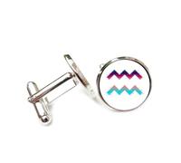 Gemelos, Estilo Artístico De Fallas Simples De Onda De Línea De Escaneo, Acuario, Doce Signos Del Zodíaco, Hebilla De Puño Personalizada, Accesorio De Camisa, Regalo Para Contable, Jefe, Negocios,