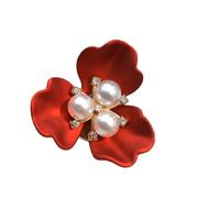 Gemelos florales de aleación con perlas, adornados con clip de botón, accesorios de decoración de ropa para camisa de vestir, uniforme, perlas, accesorios de camisa de vestir, talla única, como se