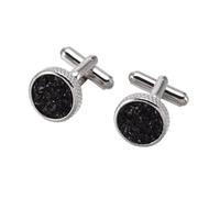 Gemelos franceses negros, verdes y dorados con cristales para camisas formales de hombre.,Plata Negro,Talla única