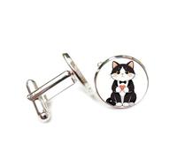 Gemelos, Gato Lindo De Pelaje Negro, Con Un Corazón Rojo En La Garra, Hebilla De Puño Personalizada, Accesorio De Camisa Brillante, Regalo Para Contable, Jefe, Boda, Graduación, Ocasión Formal.