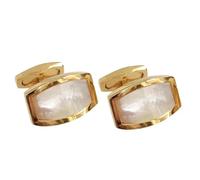 Gemelos Gemelos de concha blanca for hombre, traje de boda diario, accesorios for camisas, gemelos de negocios dorados clásicos