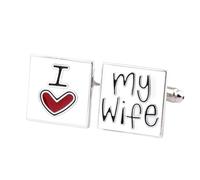 Gemelos Gemelos for hombre camisa francesa con pintura cuadrada I Love My Wife
