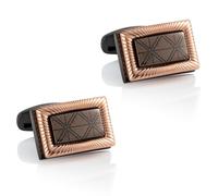 Gemelos Hombre Negro, Gemelos Retro Patrón Rectangular Doble Capa Camisa Traje Joyería Regalo para Cumpleaños, 19.5x13CM, No Gemstone