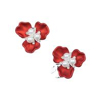 Gemelos Imitation Shell Red Leaf Pearl Flower Button Covers Dresses And Shirts Button Decoration(Three leaves)