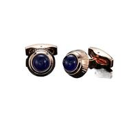 Gemelos Men's French Shirt Cufflinks Round Shell Cat's Eye Stone Redwood Cuffs(128)