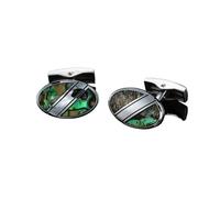 Gemelos Men's French Shirt Cufflinks Round Shell Cat's Eye Stone Redwood Cuffs(229)
