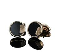 Gemelos Men's French Shirt Cufflinks Round Shell Cat's Eye Stone Redwood Cuffs(321)