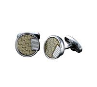 Gemelos Men's French Shirt Cufflinks Round Shell Cat's Eye Stone Redwood Cuffs(322)
