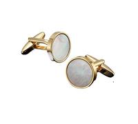 Gemelos Men's French Shirt Cufflinks Round Shell Cat's Eye Stone Redwood Cuffs(807)