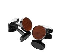 Gemelos Men's French Shirt Cufflinks Round Shell Cat's Eye Stone Redwood Cuffs(PURPLE)