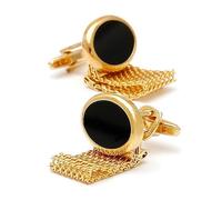 Gemelos modernos y lisos en forma de elipse para blusas de vestir, fácil de combinar con cualquier atuendo, gemelos de bronce antialérgicos, de moda y de incidencia formal, Einheitsgröße, como se