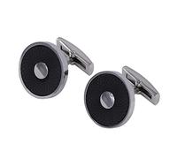 Gemelos para camisas, textura, negro, redondo, acero, calidad, gemelos, regalo promocional, botones de camisa para hombre, ropa formal (color: A, tamaño: talla única) (talla única)