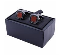 Gemelos para hombre con caja de regalo, esmalte pulido marrón tono negro, vestido de esmoquin para camisa francesa de trabajo (color : plata, tamaño: 16 x 14 mm) (D 16 x 14 mm)