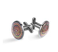 Gemelos para hombre, diseño de rueda de la fortuna astrológica para hombre, gemelos clásicos negros para traje, camisa, boda, negocios, cumpleaños, joyería, regalo