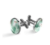 Gemelos para hombre, dos carpas koi jugando en estanque, gemelos clásicos negros para traje, camisa, boda, negocios, cumpleaños, joyería, regalo