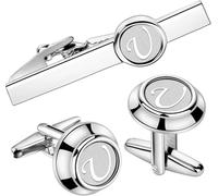 Gemelos para hombre, Juego de gemelos y alfiler corbata 2 pulgadas con iniciales personalizadas for hombre, for camisas traje