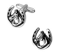 Gemelos Para Hombres, Caballo Negro Esmalte De Cobre La Novedad De La Moda Francesa, Botones De Puño Chispeante Regalo Camiseta Elegante Accesorio Para Contador Jefe Negocio Prom Boda Una Ocasión F