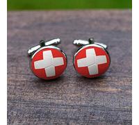 Gemelos Para Hombres, Suiza Bandera Cobre Piedras Preciosas De Vidrio Francés Moda Hebilla Del Manguito, Brillante Regalo Camiseta Elegante Accesorio Para Contador Jefe Negocio Prom Boda Una Ocasió