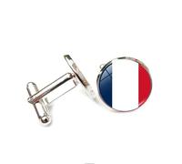 Gemelos para hombres y mujeres con patrón de bandera nacional de Francia, gemelos redondos clásicos para hombre, joyería para boda, aniversario, negocios, fiestas, eventos, esmoquin o camisa de vestir