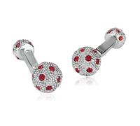 Gemelos para marido, gemelos de plata elegantes de doble cara redondos de acero inoxidable para traje de esmoquin, vestido, camisa, accesorios para hombre, joyería roja, 1 x 1 cm, No es una piedra