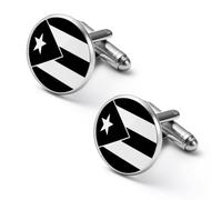 Gemelos personalizados con la bandera del estado de relaciones públicas negras para hombre, clásico, negocios, boda, camisa, gemelos, regalo de 0.7 pulgadas y 0.8 pulgadas, 2.0cm, Metal