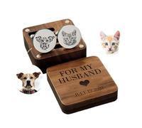 Gemelos personalizados de retrato de mascotas, personalizables para 2 mascotas, gemelos conmemorativos personalizados, padre de la novia en el día de la boda, regalo para mi él, S, Acero inoxidable