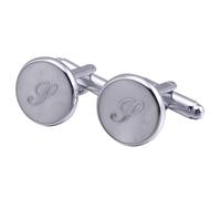 Gemelos personalizados para hombre con inicial chapada en plata, 26 letras, joyería para marido, papá, día de San Valentín, negocios, día del padre, CM, Plata, No es una piedra preciosa