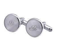 Gemelos personalizados para hombre con inicial chapada en plata, 26 letras, joyería para marido, papá, día de San Valentín, negocios, día del padre, CM, Plata, No es una piedra preciosa