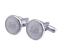 Gemelos personalizados para hombre con inicial chapada en plata, 26 letras, joyería para marido, papá, día de San Valentín, negocios, día del padre, CM, Plata, No es una piedra preciosa