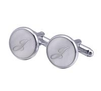 Gemelos personalizados para hombre con inicial chapada en plata, 26 letras, joyería para marido, papá, día de San Valentín, negocios, día del padre, CM, Plata, No es una piedra preciosa