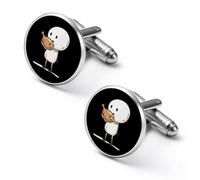 Gemelos personalizados para hombre, diseño de pata de pollo con texto en inglés "Who Loves Leg of Chicken" para hombre, clásico, negocios, boda, gemelos, regalos, 0.7 pulgadas, Estilo:, 1.7cm