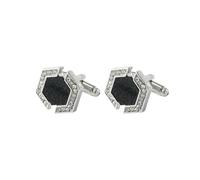 Gemelos personalizados para hombre, plata con circonita cúbica, chapado en plata, joyería geométrica para marido, papá, día de San Valentín, negocios, día del padre, CM, Plata, Circonia cúbica